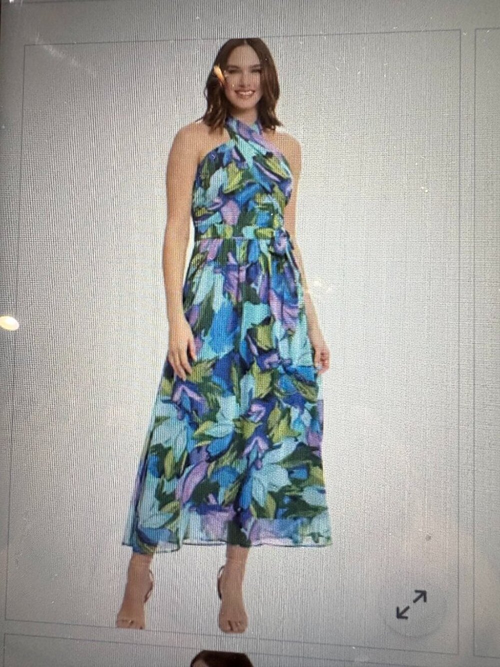London Times Floral Chiffon Wrap Neck Halter Maxi Dress $40 NWT